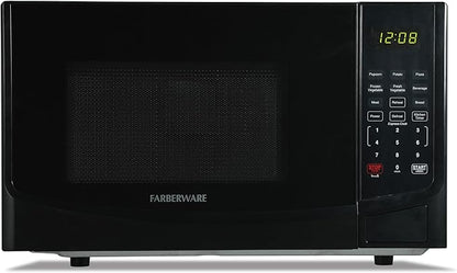 Farberware 0.9 Cu. Ft. Black Microwave Oven, 900W with LED Display, 10 Power Levels, 8 Auto-Cook Presets, Express Cooking & Defrost