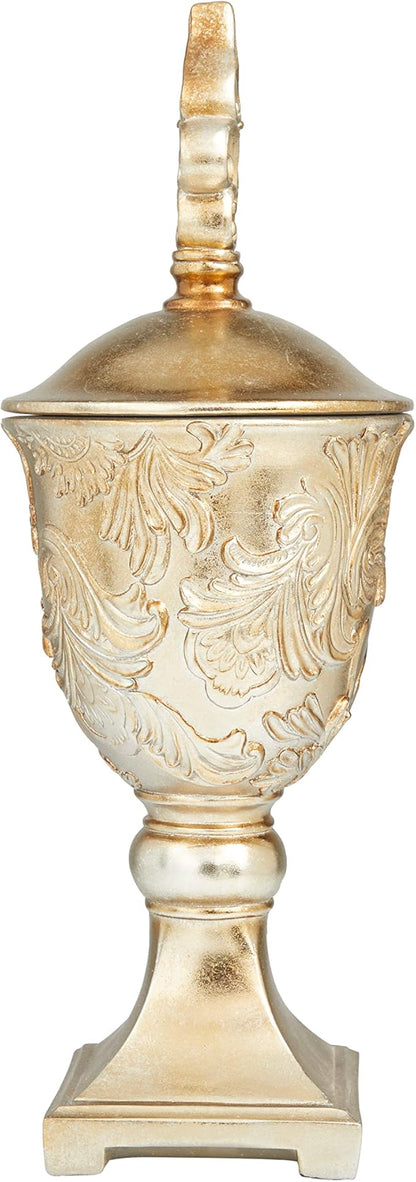 Deco 79 Polystone Solid Decorative Jars, 7" x 7" x 19", Gold