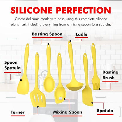Chef Craft Premium Silicone Kitchen Tool and Utensil Set, 7 Piece, Yellow