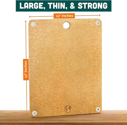 Earth’s Dreams Wood Cutting Board 17x12 Extra Large - Charcuterie Board, Non-Plastic, Non-Toxic, Heavy-Duty, Dishwasher Safe (Tan/Blacks)