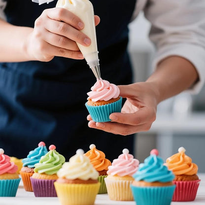 18 Inch Pastry Piping Bags - HOMIOVE 100Pack Disposable Icing Bags Thick Anti-Burst Pastry Icing Frosting Piping Bag Tipless Icing Bags for Decorating Cupcakes Cakes Cookies