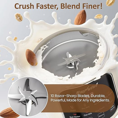 60oz Nut Milk Maker Machine: 8 in 1 Soy Milk Maker with Delay Start/Keep Warm/Self Clean, Food Processor for Soy/Nut/Oat Milk, Juice, Milkshake, Rice Paste and Boil Water, Kitchen Blender