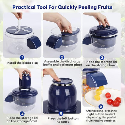 Automatic Grape Peeler Machine, Electric Garlic & Cherry Tomato Peeler Skin Remover Tool for Small Fruits, Effortless Peeling for Home Kitchen (Blue-1PC)