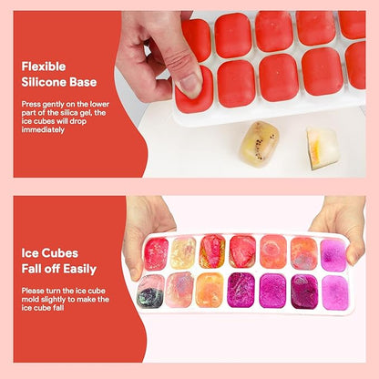 Ice Cube Trays 4 Pack, Airabc Silicone Ice Cube Trays with Removable Lid, Easy-Release Flexible 14-cube Ice Trays, LFGB Certified and BPA Free, Stackable Ice Trays with Covers for Cocktail, Freezer
