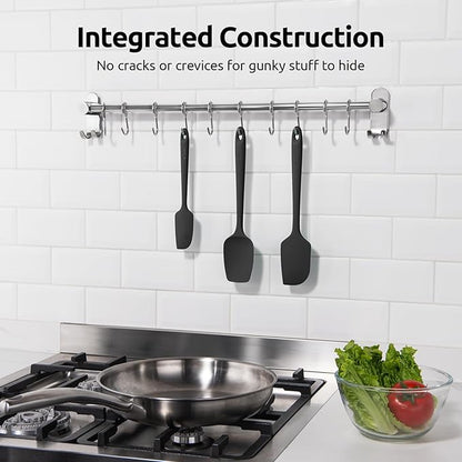U-Taste Silicone Baking Spatula Set: 480ºF High Heat Resistant, Food Grade Flexible Rubber Kitchen Cooking Mixing Scraper, Food Grade Seamless Utensil for Nonstick Cookware Set of 3 (Black)