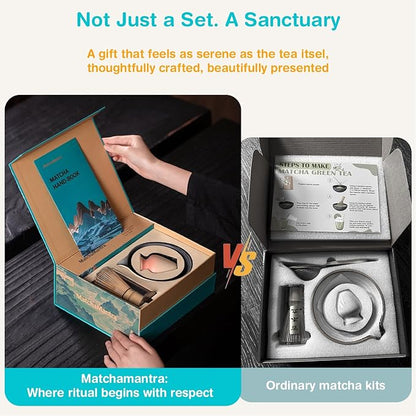 Premium Matcha Ceremony Set – Complete 9-Pcs Ritual Kit with Hand-Tuned Bamboo Whisk, Ceramic Bowl, Scoop & Sifter– Presented in Luxury Magnetic Gift Box, Perfect for Gifting or Self-Care