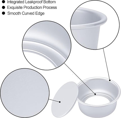 6 Inch Round Cake Pan Set of 4, Nonstick Aluminum Baking Pans with 100 Sheets Parchment Paper, Cake Tins For Making Layered Cakes Deep Dish Pizza Quiches, Removable Bottom For Easy Quick Release
