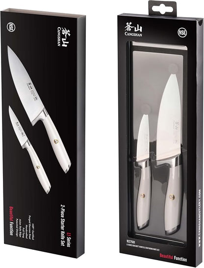 Cangshan L1 Series 2-Piece Starter Knife Set, Forged German Steel, White, 1027501
