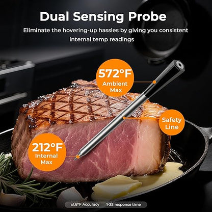 BlueSwan Wireless Meat Thermometer Digital, Food Thermometer Bluetooth 820 ft Range with APP for Grill, Smoker, Oven, Magnetic Design for BBQ, Cooking, Stocking Stuffers Christmas Gifts for Men