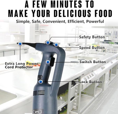 VONCI 750W Commercial Immersion Blender, Handheld Stick Mixer with 18" Detachable Shaft, Variable Speed 8000-19000RPM, Sharp SUS Blade, Extra Heavy Duty Hand Mixer for Restaurant Kitchen.