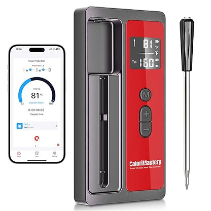 Wireless Smart Bluetooth Meat Thermometer Digital for BBQ, Grill, Oven, Smoker, 500ft Range Cooking Thermometer with Ultra-Thin Wireless Meat Probe, Perfect for Steak, Chicken, Turkey