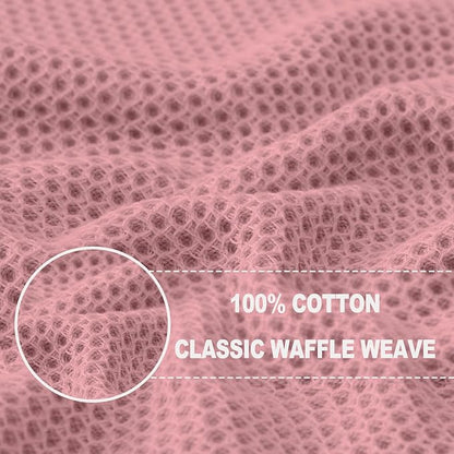 Homaxy 100% Cotton Waffle Weave Kitchen Dish Towels, Ultra Soft Absorbent Quick Drying Cleaning Towel, 13 x 28 Inches, 8-Pack, Dried Rose