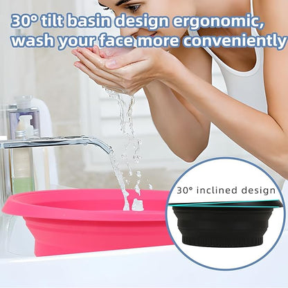 Face Bowl for Ice With Built-in Ice Tray, Collapsible Silicone Ice-Bath Face Bowl, Small Reusable Face-Ice Plunge Bowls, Perfect for Home Use, Camping, Travel (Red)