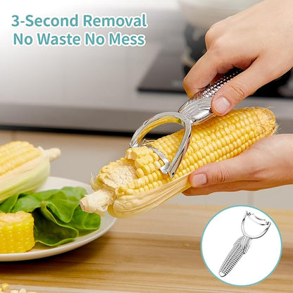 2 Pcs Corn Peeler for Corn on The Cob Stainless Steel Stripper Tool with Aluminum Alloy Handle Kernel Stripper Remover, Comfortable Grip and Light Weight