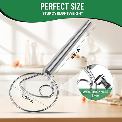 Danish Dough Whisk Stainless Steel Hook Dutch Bread Mixer Hand Tool for Sourdough Baking Making Blending Pastry Pizza