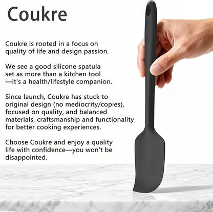 Coukre Silicone Spatula Set of 5,High Temperature Resistant, Food Grade Silicone, Dishwasher Safe, for Baking, Cooking (Pure Red)