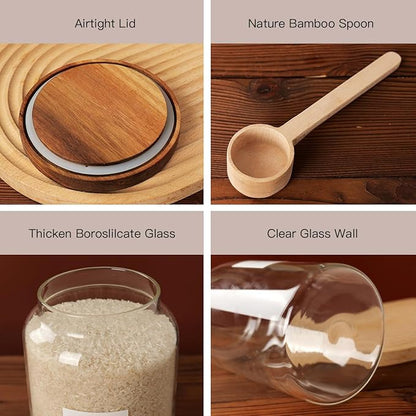 2 PCS Large Glass Jar with Airtight Lid, Glass Food Storage Jars for Tea,Spice,Cereal, Egg,Flour,Coffee and More(1 gallon/4000 ml)