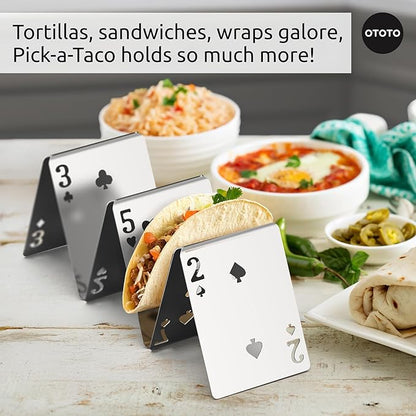 OTOTO Pick-a-Taco Taco Holders Set of 2 - Cool Kitchen Gadgets, Cute Kitchen Accessories, Taco Tray, Taco Shell Holder, Taco Stand, Cards White Elephant Gifts, Kitchen Gifts, Funny Gifts