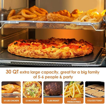 NUWAVE Bravo XL Air Fryer Convection Toaster Oven Countertop, 112-in-1 Smart Grill Combo with Original Flavors & Marks, Adjustable Heating Zones for Pizza, Roast, Bake, 50-500°F, Stainless Steel, 30QT