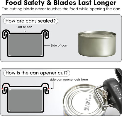 Beneno Can Opener, Manual Side Safe Cut Can Opener Smooth Edge with Durable Sharp Blade, Effort-Saving Knob & Comfortable Non-slip Handle, Aqua