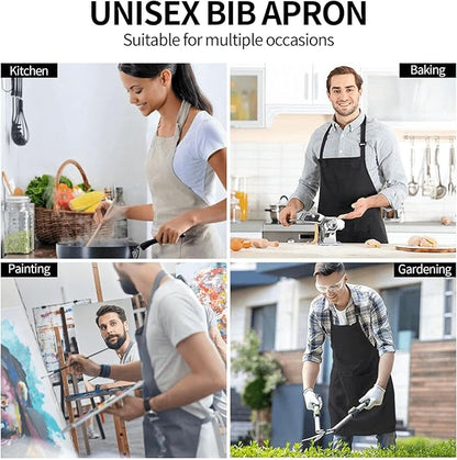 Men Women Apron, Adjustable Neck with 2 Pockets - Chef Apron for Cooking - Mom Dad Gift for Christmas, Birthday