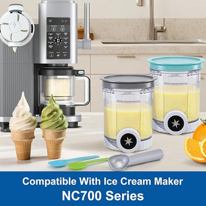 Creami Pints and Lids for Ninja Swirl, 2 pack Creamy Icecream Containers Cups Jars Tubs Canisters Smoothie Pot Compatible with NC700 Series Creamer Ice Cream Cones Machine Serve Soft Maker Accessories