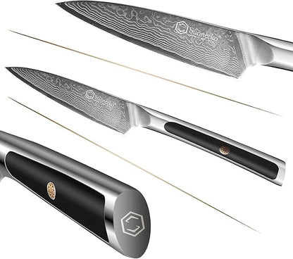 Sunnecko Paring Knife 3.5 Inch, Fruit Knife with 67-layers Damascus Steel VG-10 Blade Small Knife, Peeling Knife with Inlaid Handle Small Kitchen Knife Perfect for Cutting Fruit Vegetables Petty Knife
