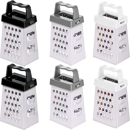 6 Pcs Mini Cheese Grater Professional Box Grater Stainless Steel Fine Coarse Handheld Slicer with 4 Sides Small Box Food Shredder Safe Zester