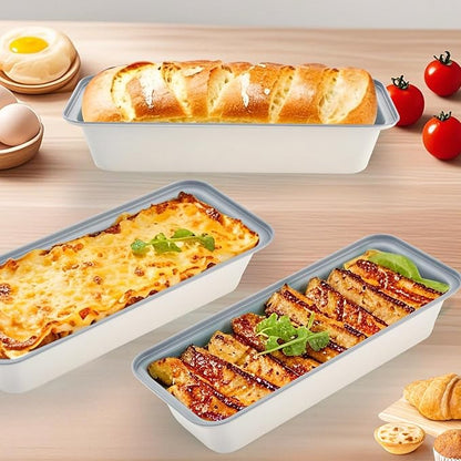 3-Pack 13×5 Inch Loaf Pan for Baking Bread, Nonstick Carbon Steel Bread Pan, Rust-Resistant & Warp-Resistant Full-Size Large Loaf Pan for Homemade Bread, Banana Loaf and Meatloaf