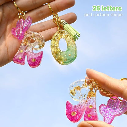 Actvty Alphabet Keychain Molds with Hole, Reversed Alphabet Silicone Molds for Epoxy, Letter Resin Molds for Keychain Jewelry Pendant Making