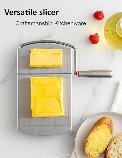 Cheese Slicer Stainless Steel Cheese Slicer with Measurement Scale - for Ham, Butter & Cheese Division