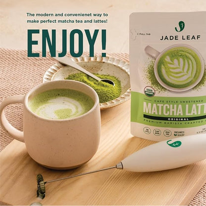 Jade Leaf Matcha - Electric Matcha Whisk & Milk Frother - Barista Style Preparation for Foamy Green Tea & Lattes - Great Gift idea