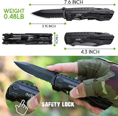 Gifts for Men Dad Him, Birthday Gifts for Man Husband Guy, Multitool Pocket Knife, Groomsmen Gift, Stocking Stuffers for Men, Christmas Fathers Day Mens Gift, Hunting Camping Knives for Outdoor