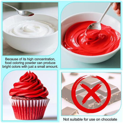 Food Coloring Powder - 15 Bright Colors Flavorless Food Dye, High Concentrated Upgraded Food Coloring for Icing, Baking, Cake Decorating, Cooking, Frosting - 5g/bottle