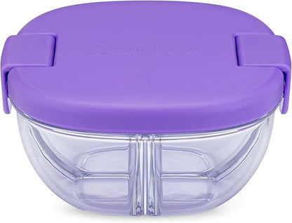 Yumbox Snack Bowl, Leakproof 3 Compartments, Removable Lid, Microwave, Dishwasher Safe, Kids Snacks, Granola Bowl, Snacks for school, work, travel (Hazy Purple)