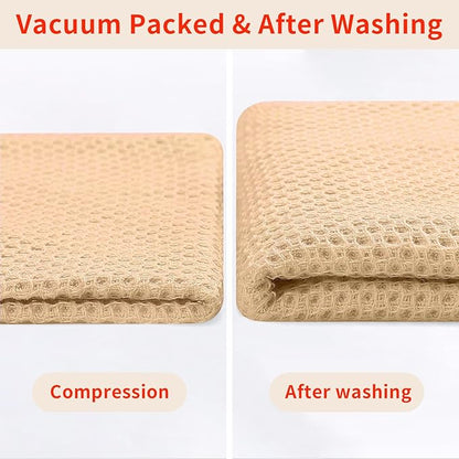 Homaxy 100% Cotton Waffle Weave Kitchen Dish Towels, Ultra Soft Absorbent Quick Drying Cleaning Towel, 13 x 28 Inches, 6-Pack, Apricot