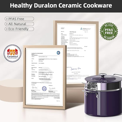 Nuwave Lux 13pc Forged Lightweight Cookware Set PFAS Free, Healthy G10 Duralon Ceramic Coating, Ultra Non-Stick, Stay-Cool Handles, Works on All Cooktops & Induction Ready