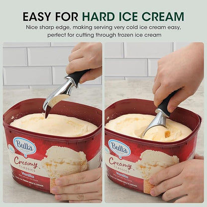 Beneno Heavy Duty Ice Cream Scoop - Upgraded Anti-Fracture Design, Comfortable Grip Long Handle, Effortless Scooping & Dishwasher Safe, Black