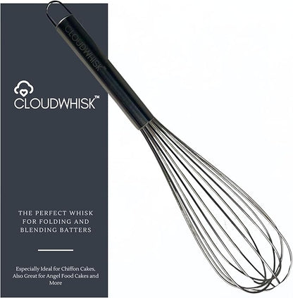 CLOUDWHISK™ 14-Inch Professional Balloon Large Stainless Steel Metal Cake Whisk. Specially designed for Folding and Blending Cake Batters to Achieve Fluffier Cakes