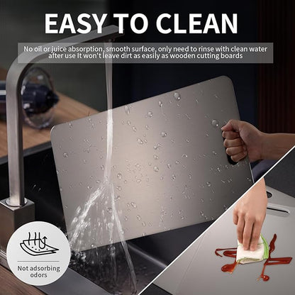 Katuchef Titanium Cutting Board 2025 New Upgrade Pure Titanium Cutting Boards for Kitchen Double Sided Cutting Boards Non Toxic,Hygiene Durable Chopping Board Suitable for Dishwasher Safe(15.35*11.02)