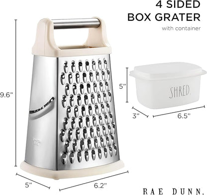 Rae Dunn Everyday Collection Multifunction Grater- Stainless Steel Grater and Zester for Cheese, Spices, Vegetables, Cream