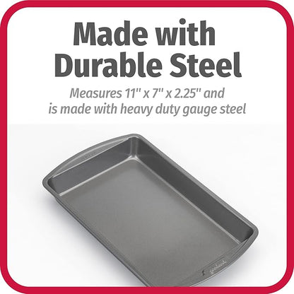 GoodCook 11" x 7" Nonstick Steel Cake Baking Pan, Multipurpose Nonstick Baking Pan for Brownies, Biscuits, and Cake, Gray