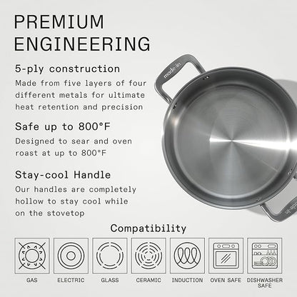 Made In Cookware - 8 Quart Stainless Steel Stock Pot With Lid - 5 Ply Stainless Clad - Professional Cookware - Crafted in Italy - Induction Compatible
