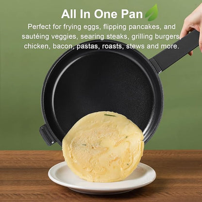 COOKLOVER Nonstick Ceramic Fry Pan, Non-Toxic, PTFE&PFOA Free, Induction Compatible Egg Skillet Frying Pan with Heat Resistant Handle, 9.5 Inch – Solid Black