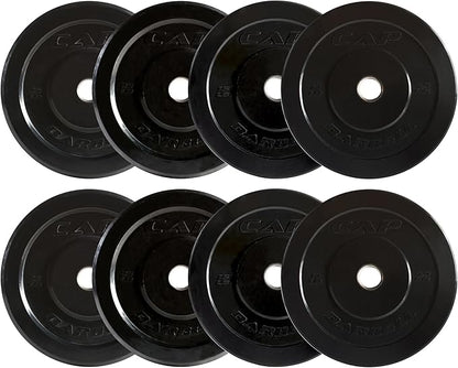 CAP Barbell 2-Inch Olympic Bumper Plate Weight Set with 6 Post Rack | 100-370 lbs | Multiple Options