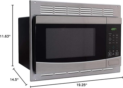 RV Stainless Steel Microwave Oven with Turntable - 1.0 Cu. Ft. Capacity | Includes Trim Kit for Easy Installation & Stylish Finish