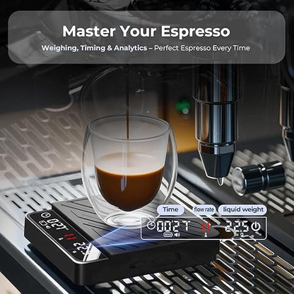 IKAPE Professional Coffee Scale with Timer, 2kg/0.1g High Precision Digital Scale, 4 Modes (Espresso/Pour Over Brew Ratio), LED Display, Auto-Tare, for Kitchen, Cooking, Espresso, Pour Over Coffee