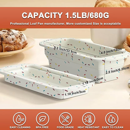 Foldable Silicone Loaf Pan, Non-Stick Bread Pan, Sturdy Cake Tin for Baking, Easy Release Loaf Pan, Great for Cakes, Brownies, Dishwasher Safe (9"x4"x2.5", Off-white, 1 Piece)