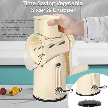 Chef Power Premium Quality Rotary Cheese Grater with Handle - Kitchen Accessories Cucumber Slicer Vegetable Salad Grater, Vegetable Grater - Cheese Grater (Beige)