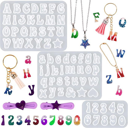 Actvty Mini Alphabet Resin Molds - 3Pcs Letter Molds for Epoxy Casting Small Number Alphabet Silicone Mold for DIY Earring Necklace Pendant Jewelry Resin Crafts Decor